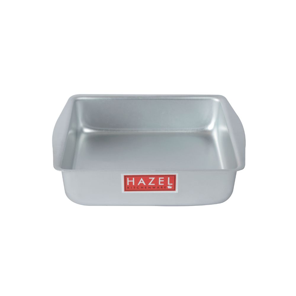 HAZEL Aluminium Square Shape Cake Mould, Silver, Small