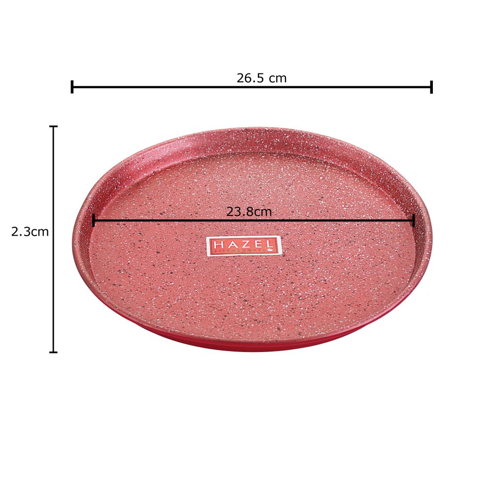 HAZEL Non Stick Pizza Tray Microwave Oven OTG Aluminium Bakeware Round Baking Plate Pan Tawa for 9 Inch Base, Red