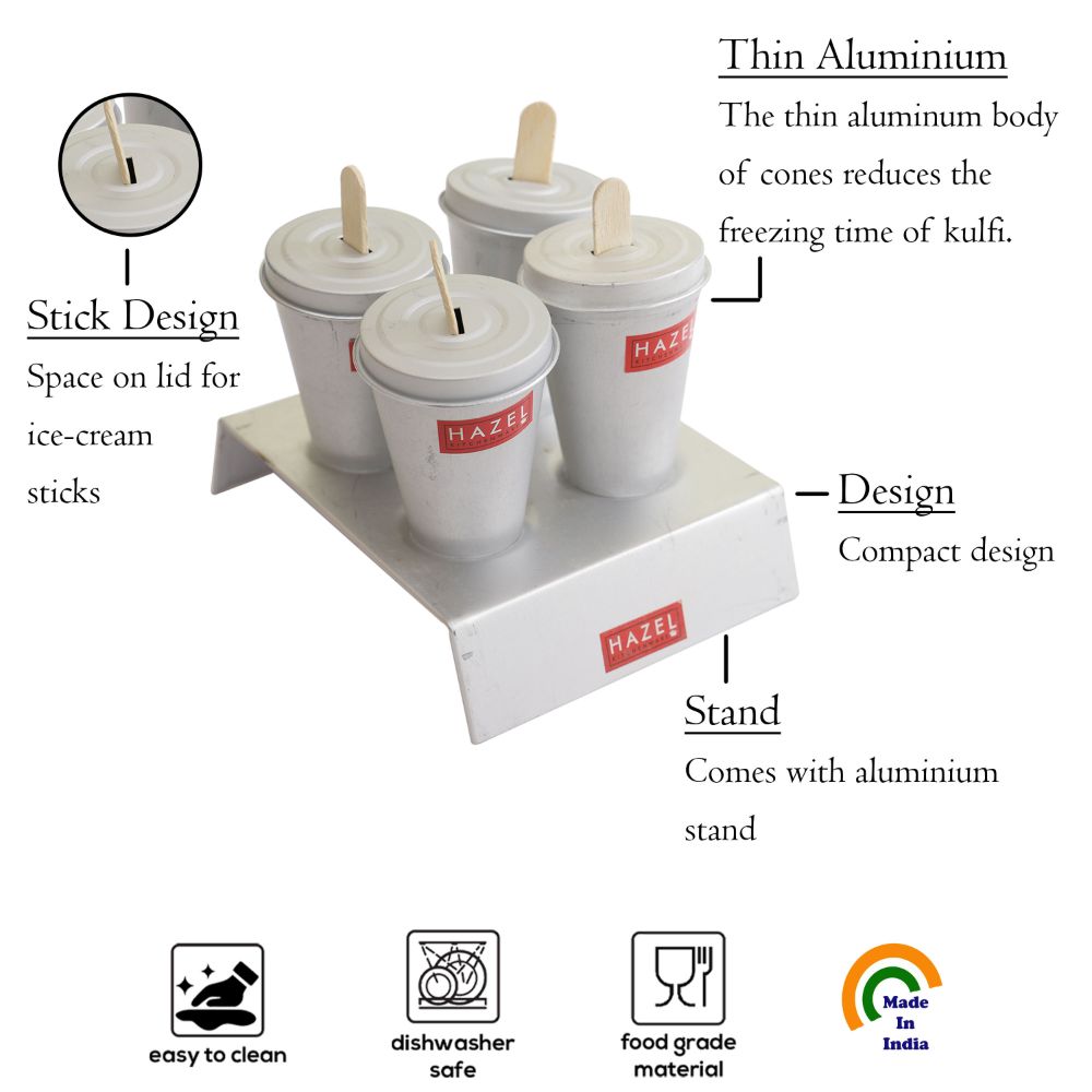 HAZEL Aluminium Kulfi Mould for Homemade Kulfi Making | Kulfi Maker for Homemade Popsicle, Ice Cream