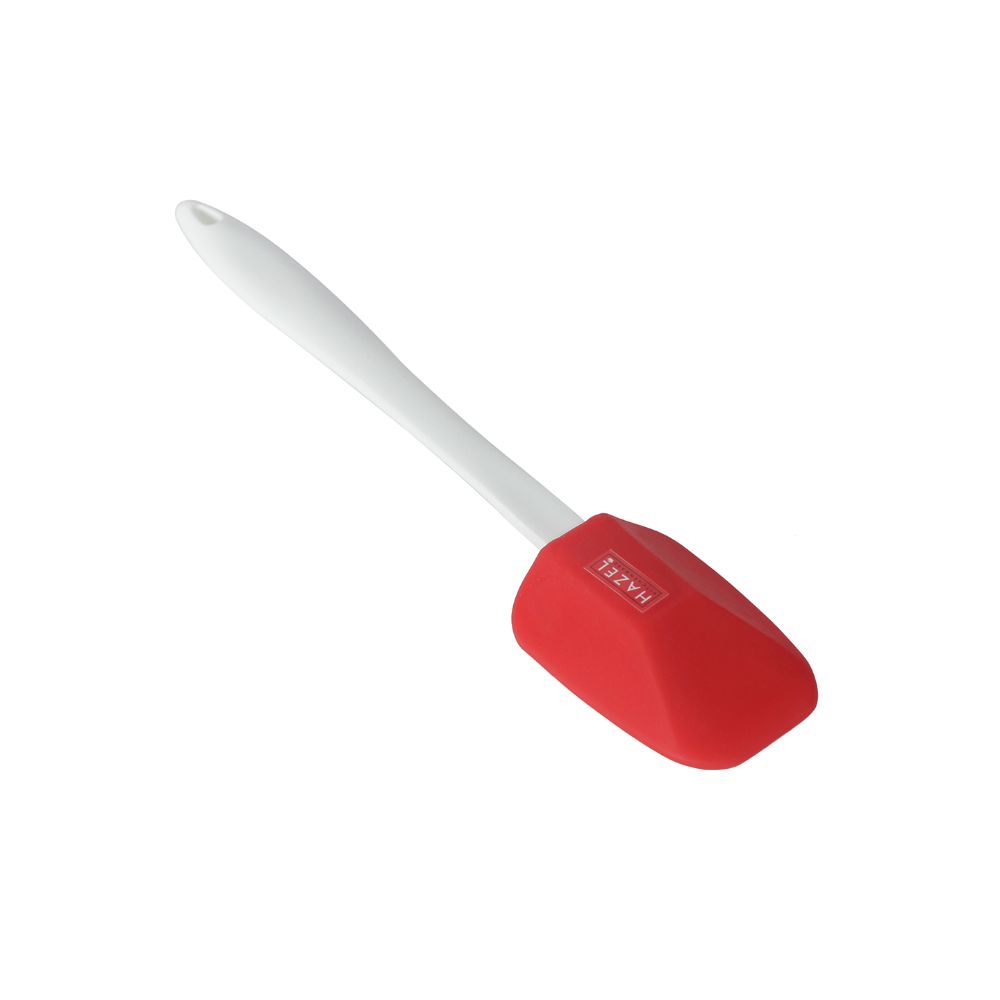 HAZEL Big Silicon Spoonula Spatula with Plastic Handle, Red