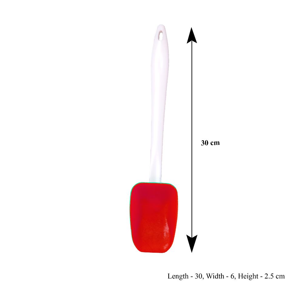 HAZEL Big Silicon Spoonula Spatula with Plastic Handle, Red