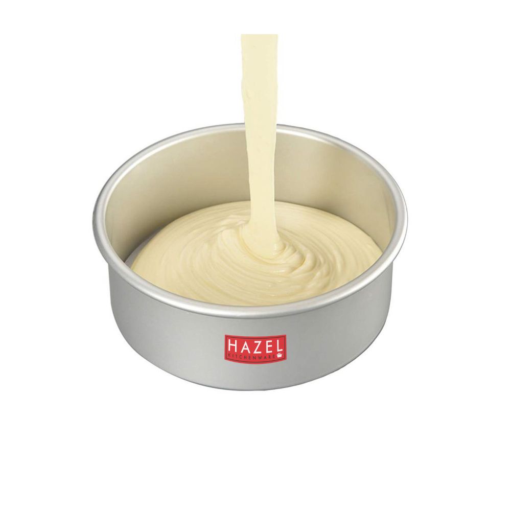 HAZEL Aluminium Detachable Cake Moulds | Removable Bottom Cake Tin | Round Cake Mould Removable Base | Baking Essentials Tools For OTG Microwave, Small