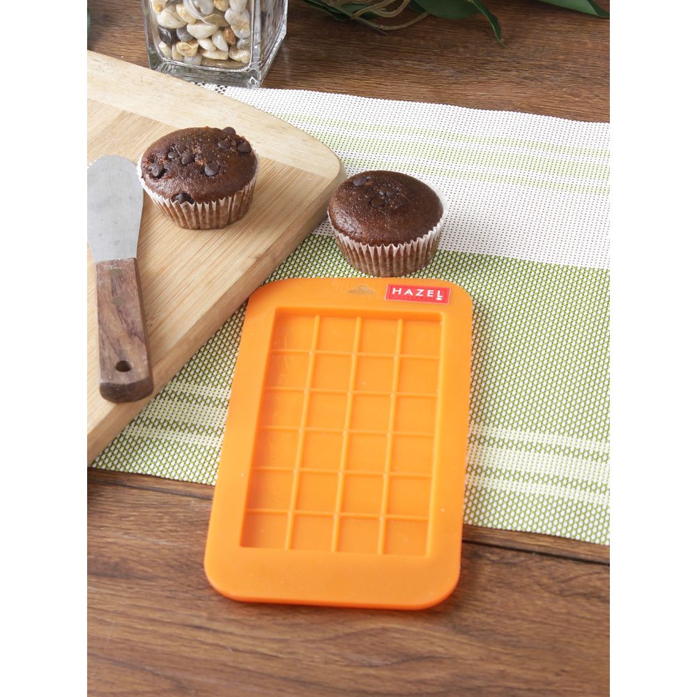 HAZEL Silicone Chocolate Bar Mould Non Stick Silicone Mould Kitchen Baking Accessories Ideal for Bar Chocolate and Chocolate Brick, 24 Cavities, Orange