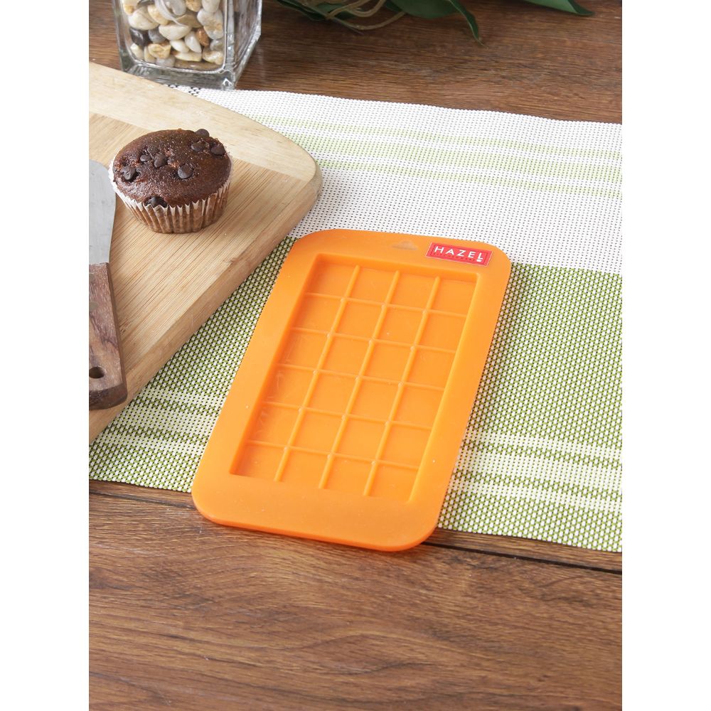 HAZEL Silicone Chocolate Bar Mould Non Stick Silicone Mould Kitchen Baking Accessories Ideal for Bar Chocolate and Chocolate Brick, 24 Cavities, Orange