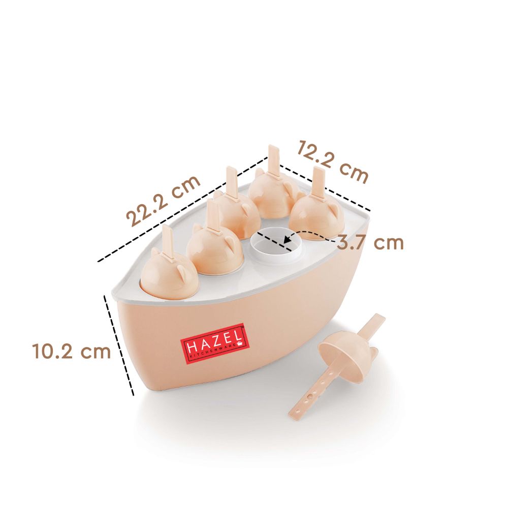 HAZEL Reusable Plastic Homemade Kulfi Molds | Stackable Kulfi Maker, Popsicle Maker and Ice Cream Maker | Freezer Molds for Kulfi Set of 6, Peach