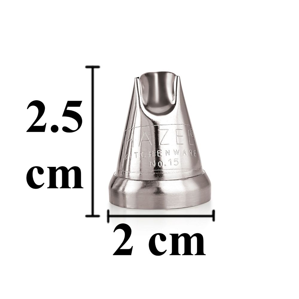 HAZEL Cake Nozzle | Cake Decorating Nozzle Set | Piping Bag Nozzle, (N15 Ruffles Shape) Silver