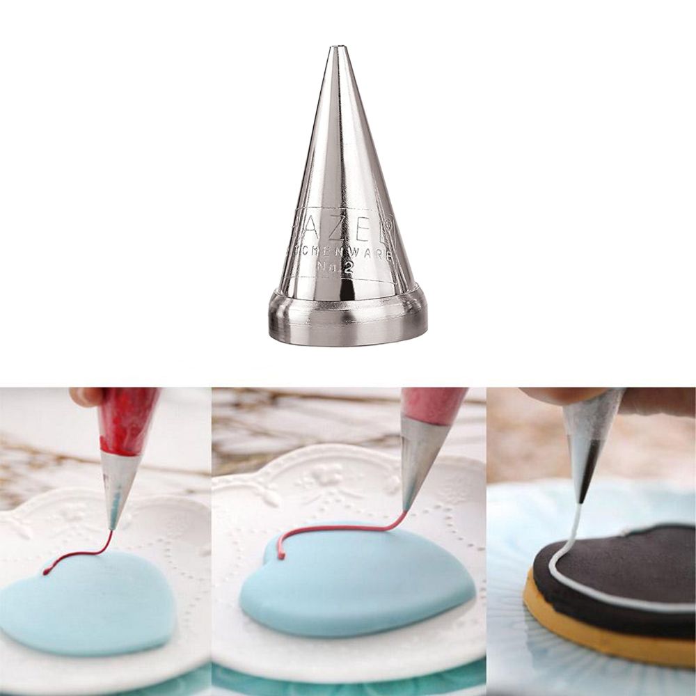 HAZEL Cake Nozzle | Cake Decorating Nozzle Set | Piping Bag Nozzle, (N2 Round Shape) Silver