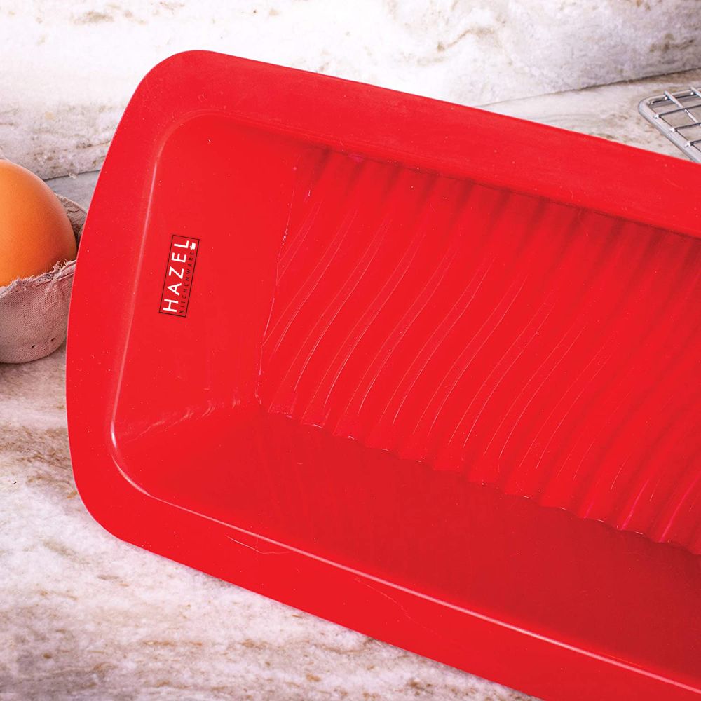 HAZEL Silicone Bread Loaf Mould Microwave Safe Non-Stick Bread Fruit Cake Baking Pan For House and Bakery, Red