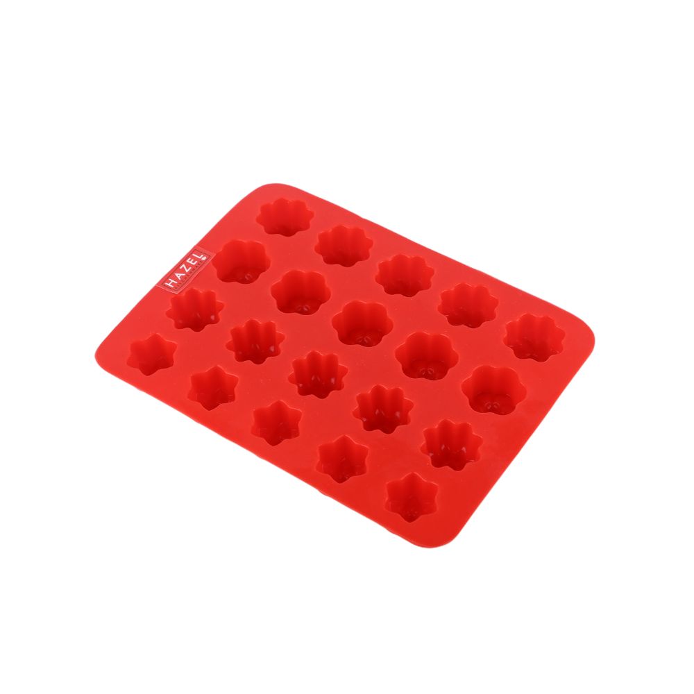 HAZEL Silicone Flower Chocolate Candy Jelly Pudding Dessert Molds Baking Mould, 20 Cavity Slots Oven Safe Food Grade Reusable, Multi Design, Red