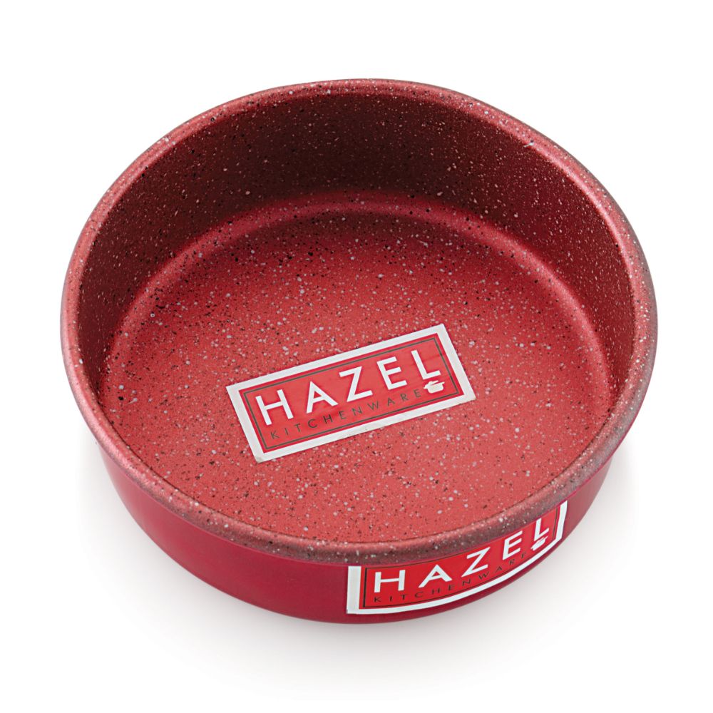 HAZEL Non Stick Cake Mould | Aluminium Cake Moulds for Baking | Round Shape Cake Tin | Diameter Size - 6 Inches, Depth - 2.5 Inch, Red