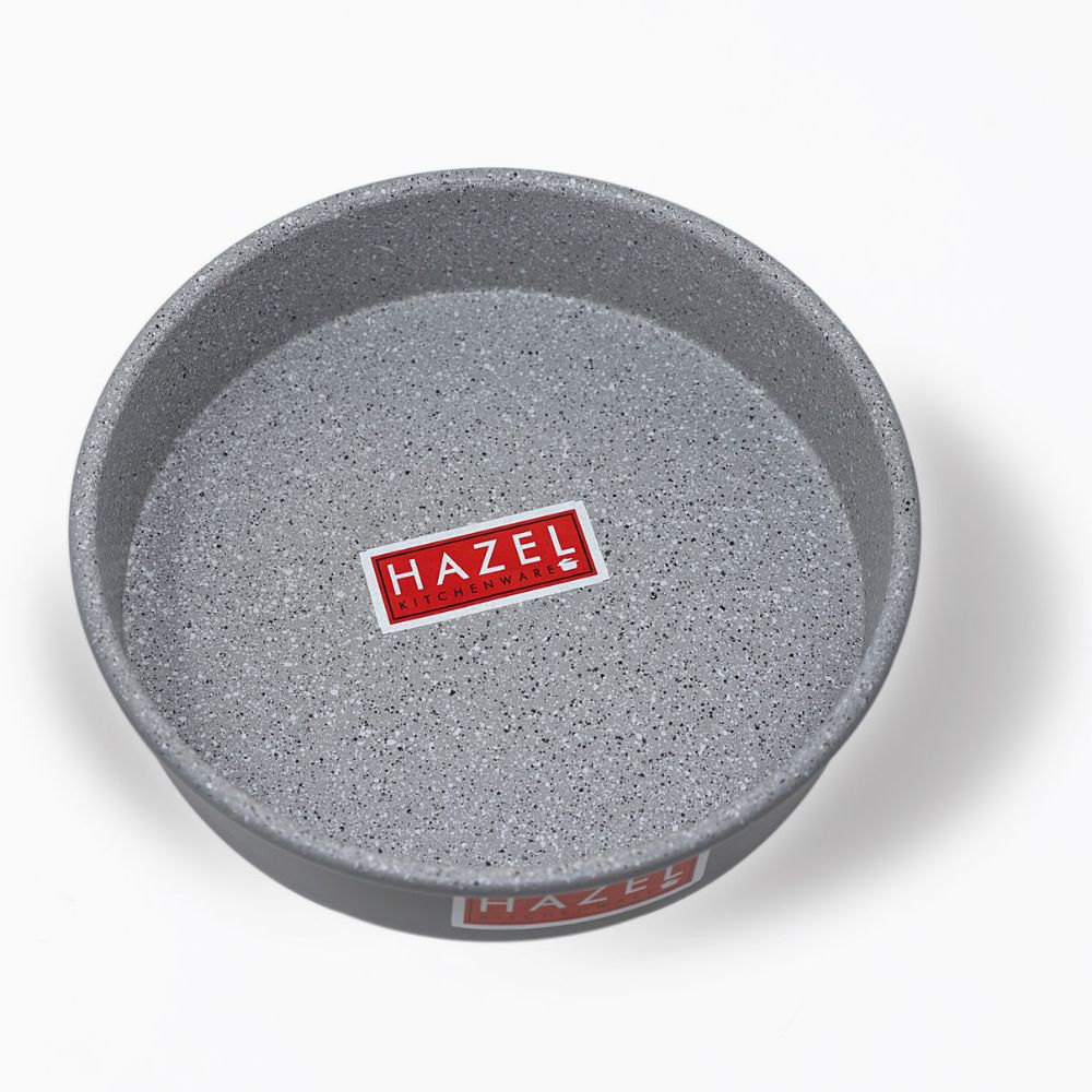 HAZEL Aluminium Cake Mould | Non Stick Cake Moulds for Baking | Round Shape Cake Tin | Diameter Size - 8 Inches, Depth - 2.5 Inch, Grey