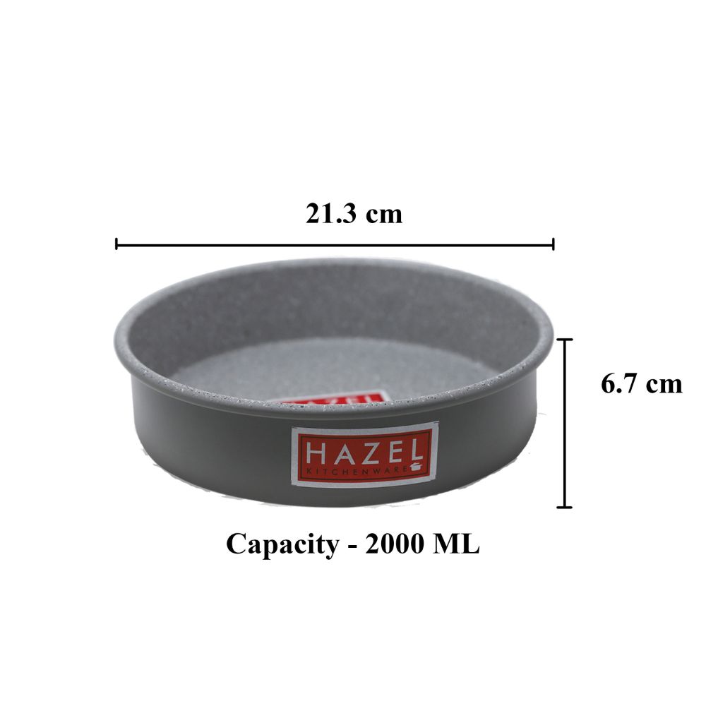 HAZEL Aluminium Cake Mould | Non Stick Cake Moulds for Baking | Round Shape Cake Tin | Diameter Size - 8 Inches, Depth - 2.5 Inch, Grey