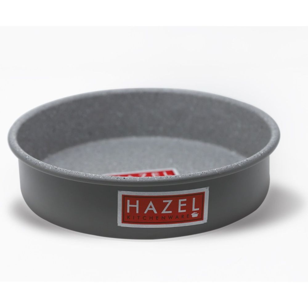 HAZEL Aluminium Cake Mould | Non Stick Cake Moulds for Baking | Round Shape Cake Tin | Diameter Size - 8 Inches, Depth - 2.5 Inch, Grey