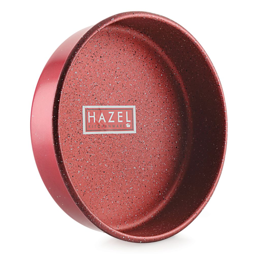 HAZEL Aluminium Cake Mould | Non Stick Cake Moulds for Baking | Round Shape Cake Tin | Diameter Size - 8 Inches, Depth - 2.5 Inch, Red