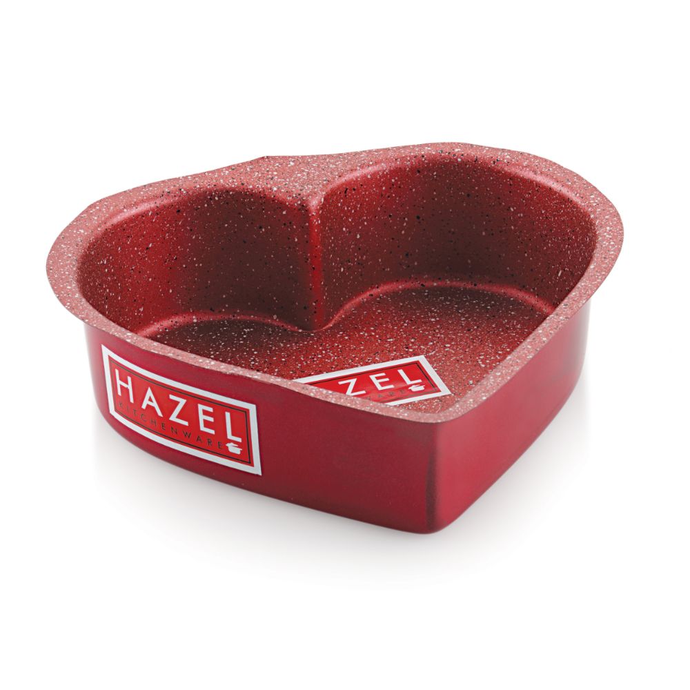 HAZEL Cake Mould Non Stick Mold Heavy Gauge Heart Baking Pans 1/2kg Aluminized Steel 500 gm For Microwave Oven OTG Baking Pan, Red