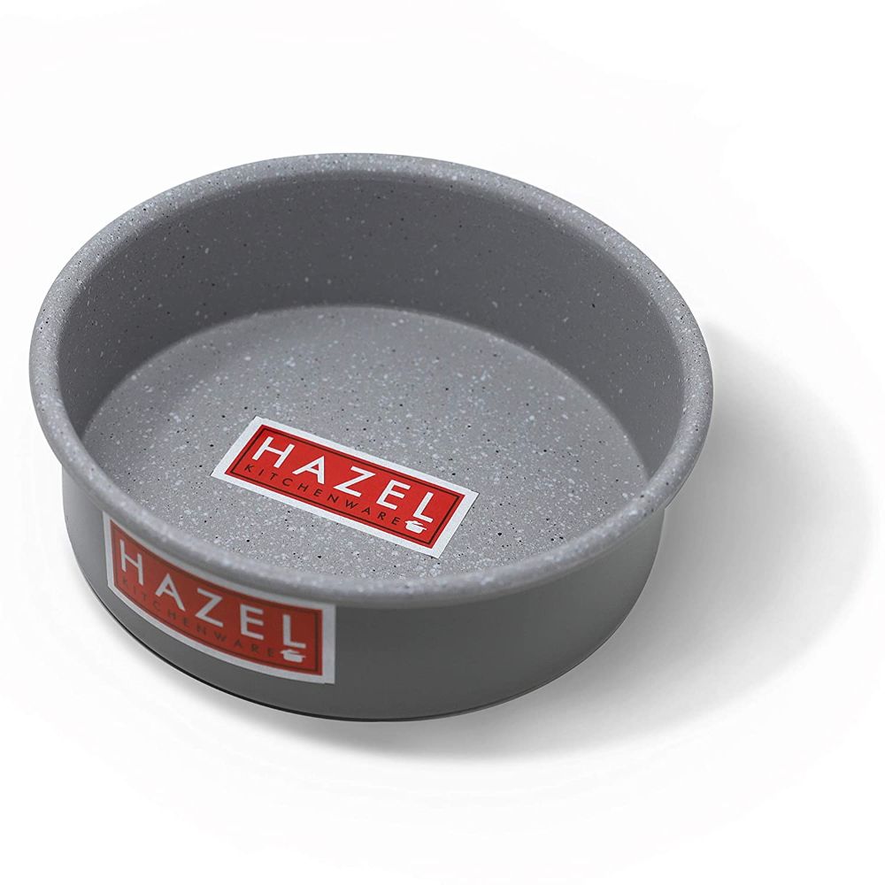 HAZEL Cake Mould Non Stick Mold Heavy Gauge Round 1/2kg Aluminized Steel 500 gm For Microwave Oven OTG Baking Pan, Grey