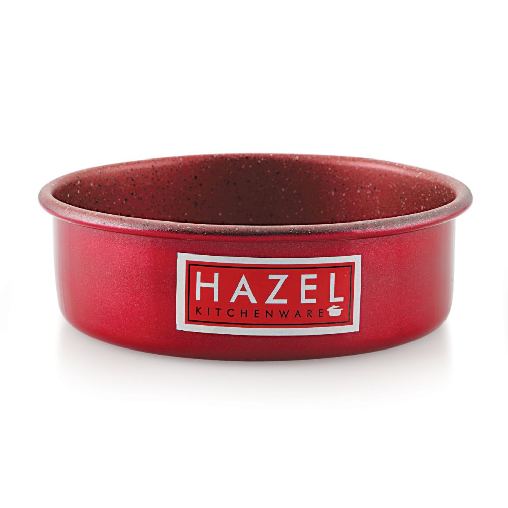 HAZEL Cake Mould Non Stick Mold Heavy Gauge Round 1/2kg Aluminized Steel 500 gm For Microwave Oven OTG Baking Pan, Red