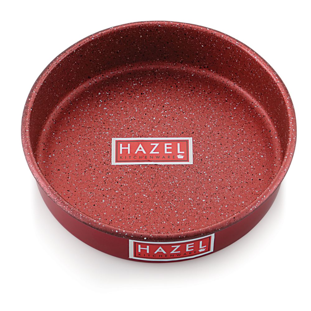 HAZEL Cake Mould Non Stick Mold Heavy Gauge Round 1kg Aluminized Steel For Microwave Oven OTG Baking Pan, Red