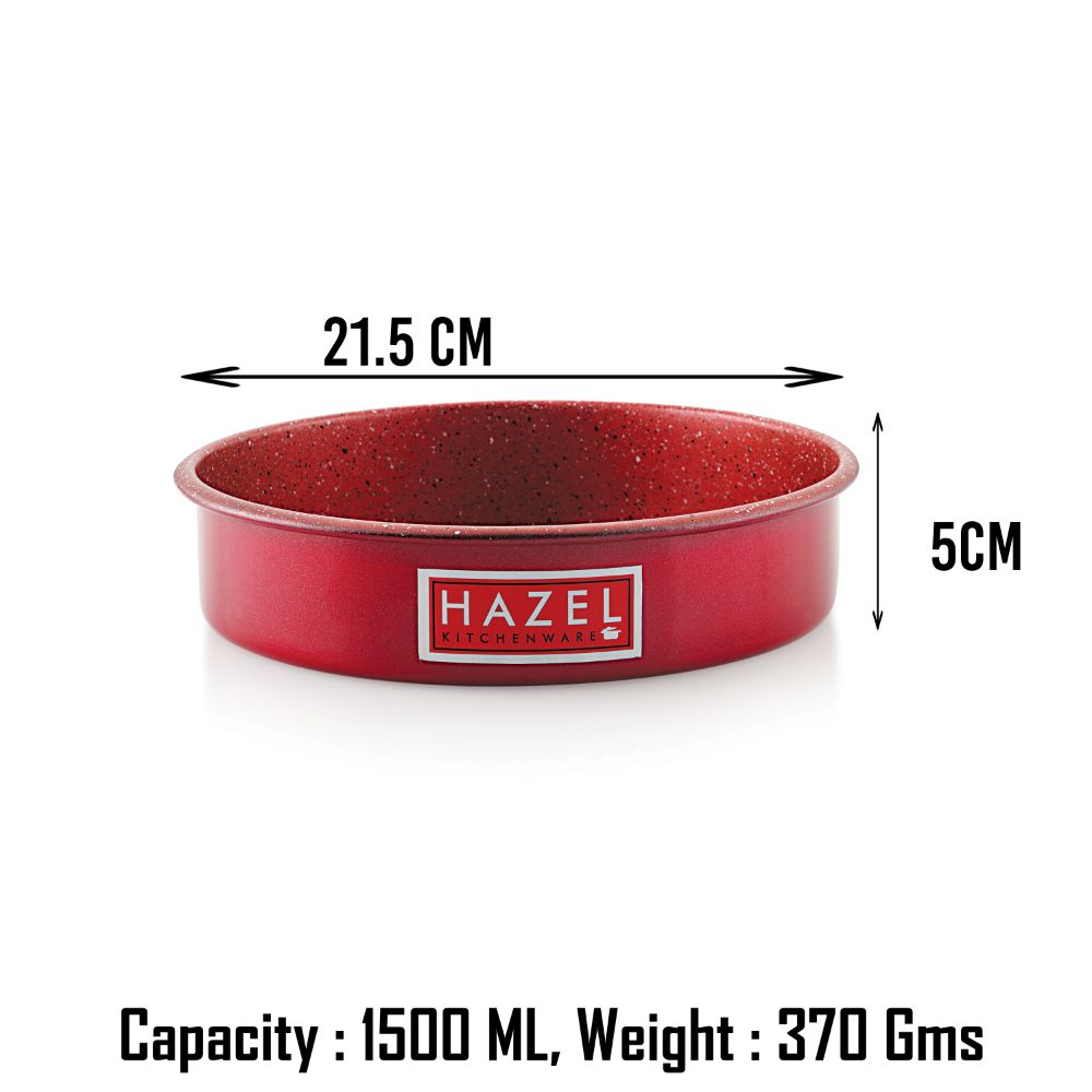 HAZEL Cake Mould Non Stick Mold Heavy Gauge Round 1kg Aluminized Steel For Microwave Oven OTG Baking Pan, Red