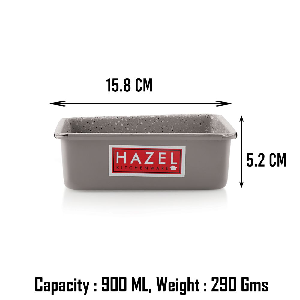 HAZEL Cake Mould Non Stick Mold Heavy Gauge Square 1/2kg Aluminized Steel 500 gm For Microwave Oven OTG Baking Pan, Grey