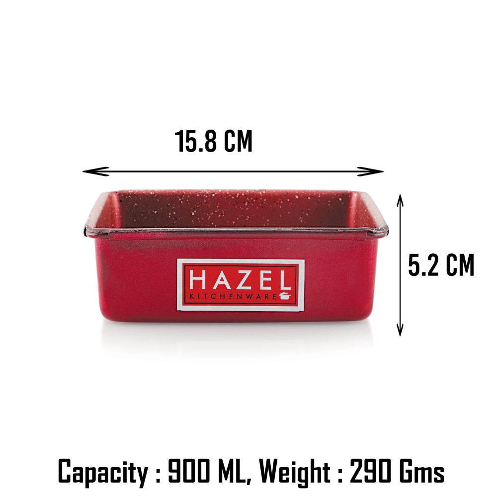 HAZEL Cake Mould Non Stick Mold Heavy Gauge Square 1/2kg Aluminized Steel 500 gm For Microwave Oven OTG Baking Pan, Red