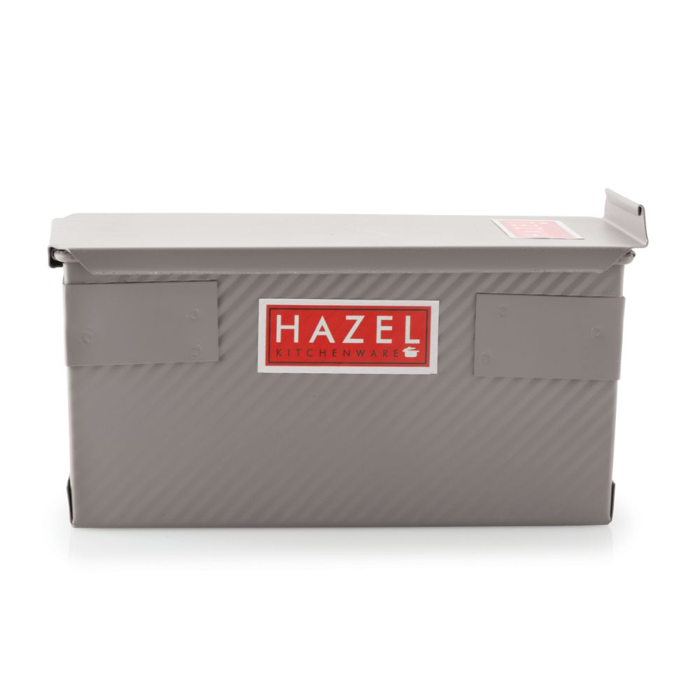 HAZEL Pav Mould Tin Box Break With Lid Cover Single (400gms) Aluminized Steel Non Stick Bread Mold For Microwave Oven OTG Baking Pan, Grey