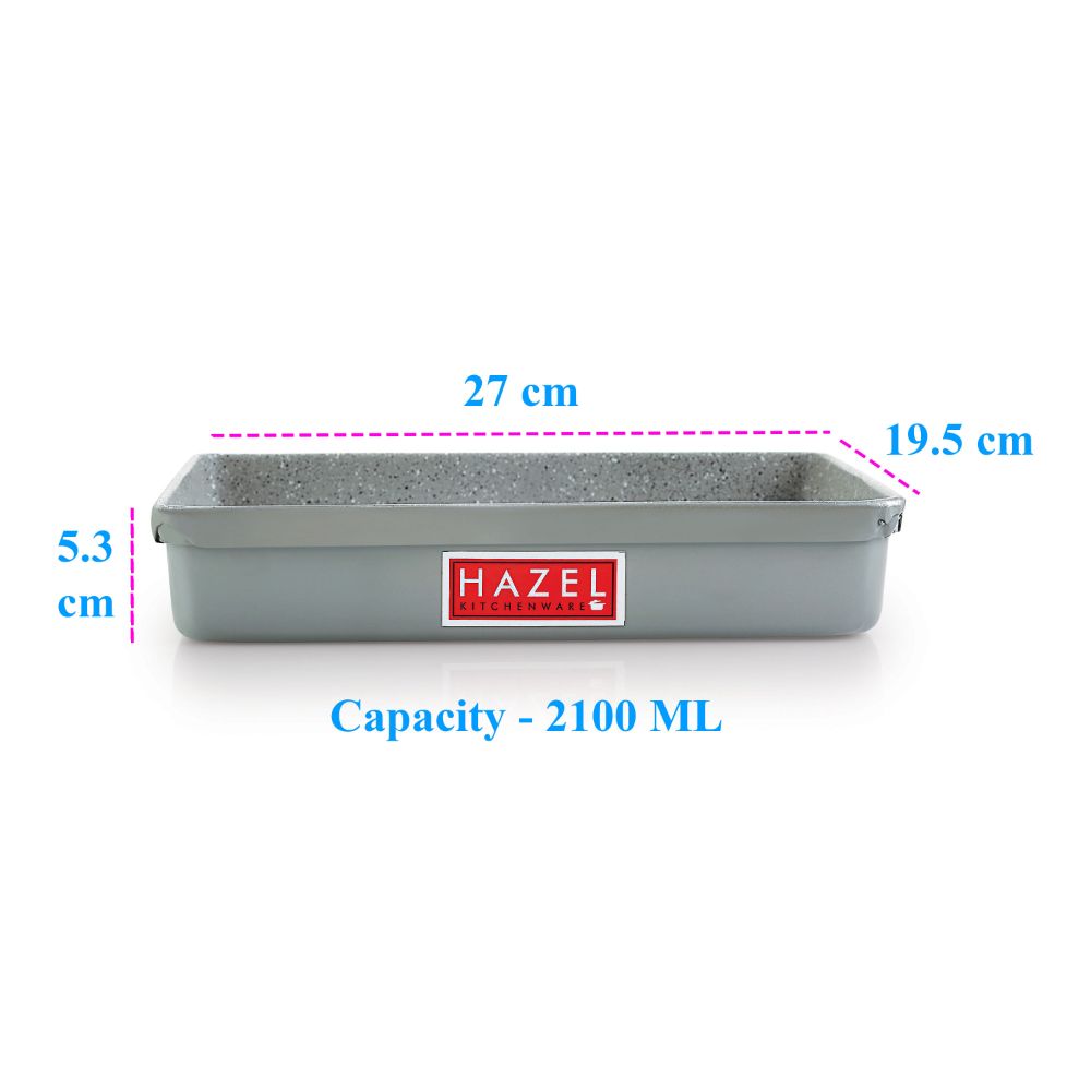 HAZEL Non Stick Bread Tray Microwave Oven OTG Aluminium Granite Finish Bakeware Baking Plate Pan, 2100 ML, Grey