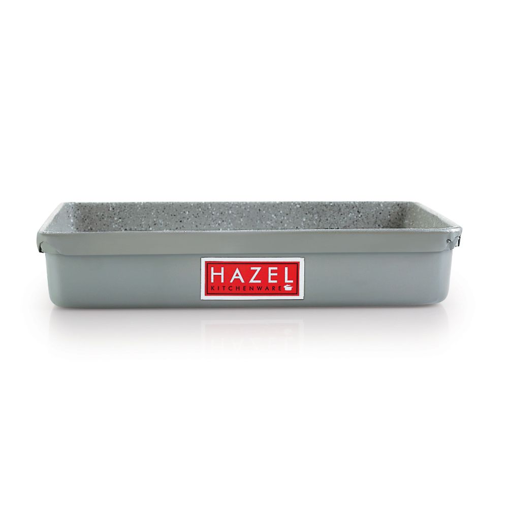 HAZEL Non Stick Bread Tray Microwave Oven OTG Aluminium Granite Finish Bakeware Baking Plate Pan, 2100 ML, Grey