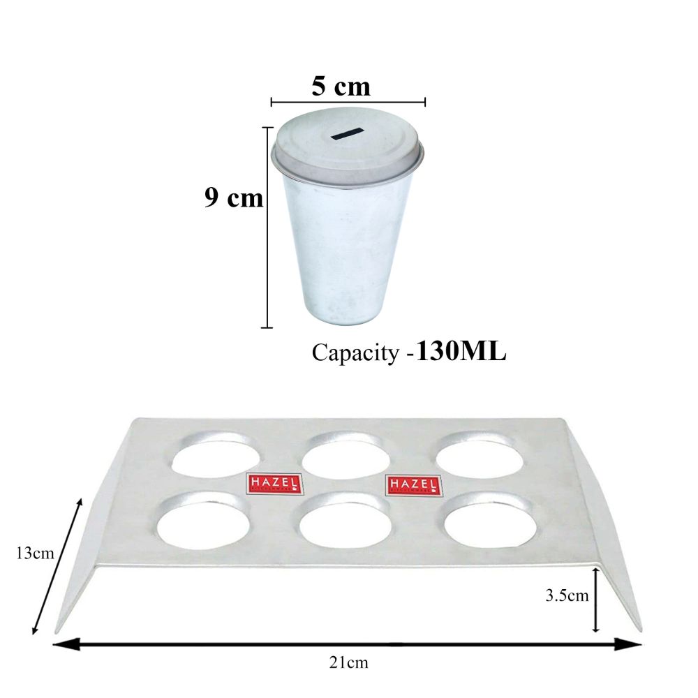 HAZEL Aluminium Kulfi Mould |Kulfi Moulds Set of 6 with Stand & 12 Ice Cream Sticks DIY Kit |Reusable Ice Cream Maker Popsicle Mould