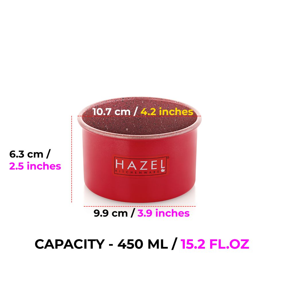 HAZEL Cake Mould for Baking for Small Cake | Mini Cake pan Non Stick Easy release With Granite Finish | Microwave Small Safe Cake Tins, Red (For 250 gram cake)