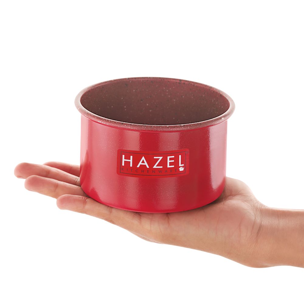 HAZEL Cake Mould for Baking for Small Cake | Mini Cake pan Non Stick Easy release With Granite Finish | Microwave Small Safe Cake Tins, Red (For 250 gram cake)