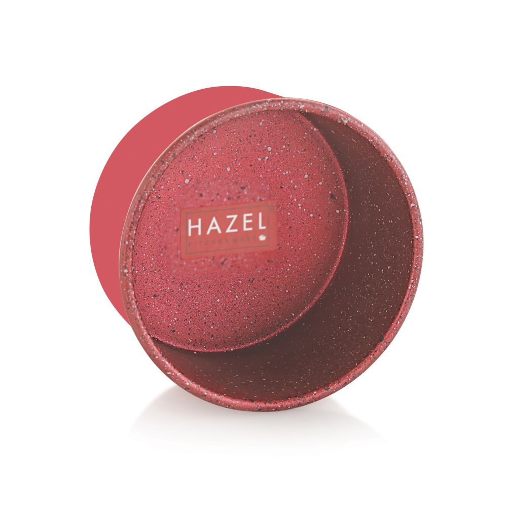 HAZEL Cake Mould for Baking for Small Cake | Mini Cake pan Non Stick Easy release With Granite Finish | Microwave Small Safe Cake Tins, Red (For 250 gram cake)