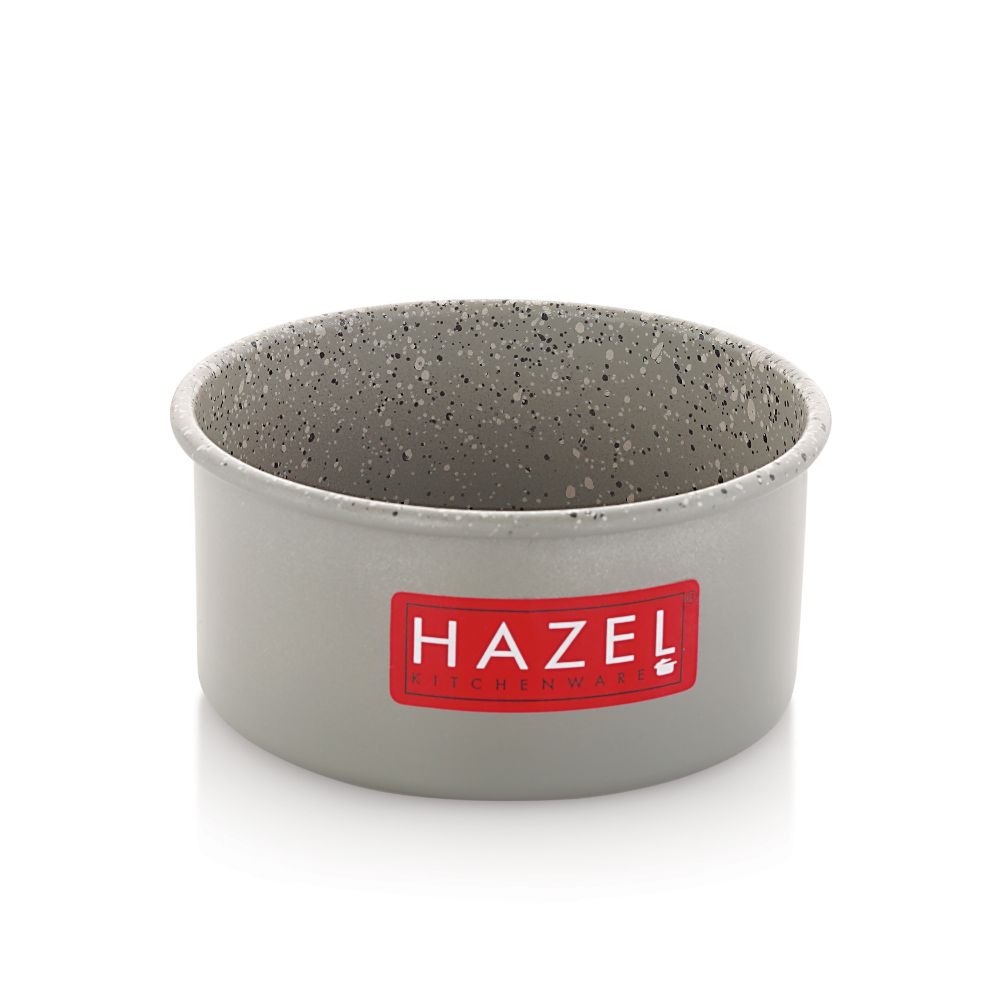 HAZEL Cake Mould for Baking for Small Cake | 4 Inch Cake Tin Non Stick Easy release With Granite Finish | Microwave Safe Small Cake Pan, Grey (For 200 gram cake)