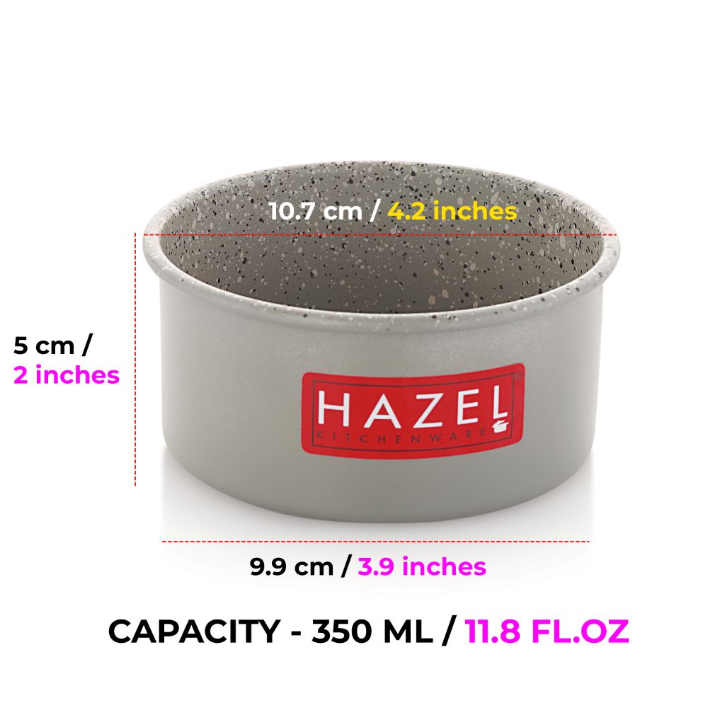 HAZEL Cake Mould for Baking for Small Cake | 4 Inch Cake Tin Non Stick Easy release With Granite Finish | Microwave Safe Small Cake Pan, Grey (For 200 gram cake)