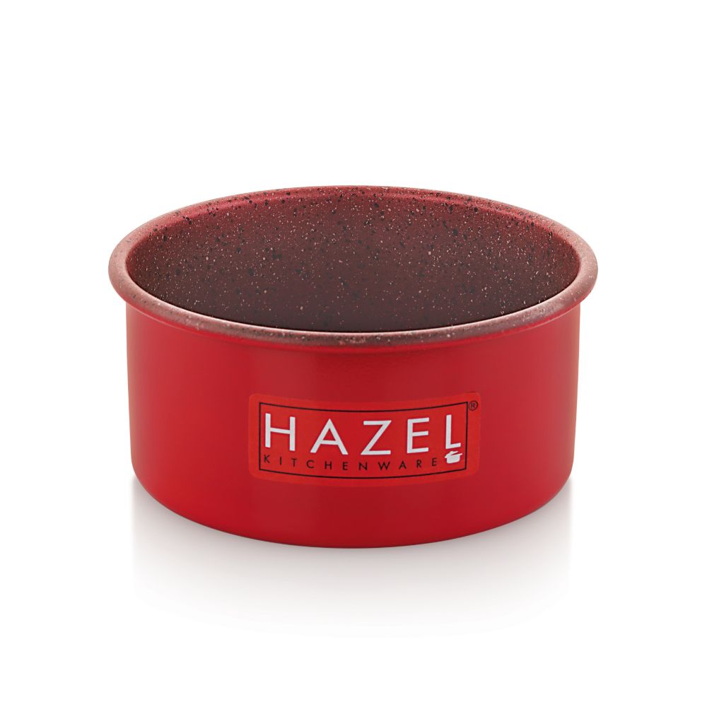 HAZEL Cake Mould for Baking for Small Cake | 4 Inch Cake Tin Non Stick Easy release With Granite Finish | Microwave Safe Small Cake Pan, Red (For 200 gram cake)