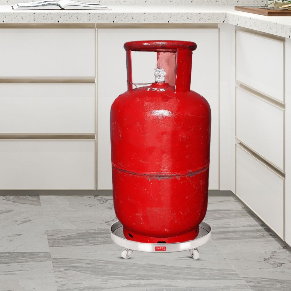 HAZEL Gas Cylinder Trolley With Rollers | Cylinder Stand for Kitchen