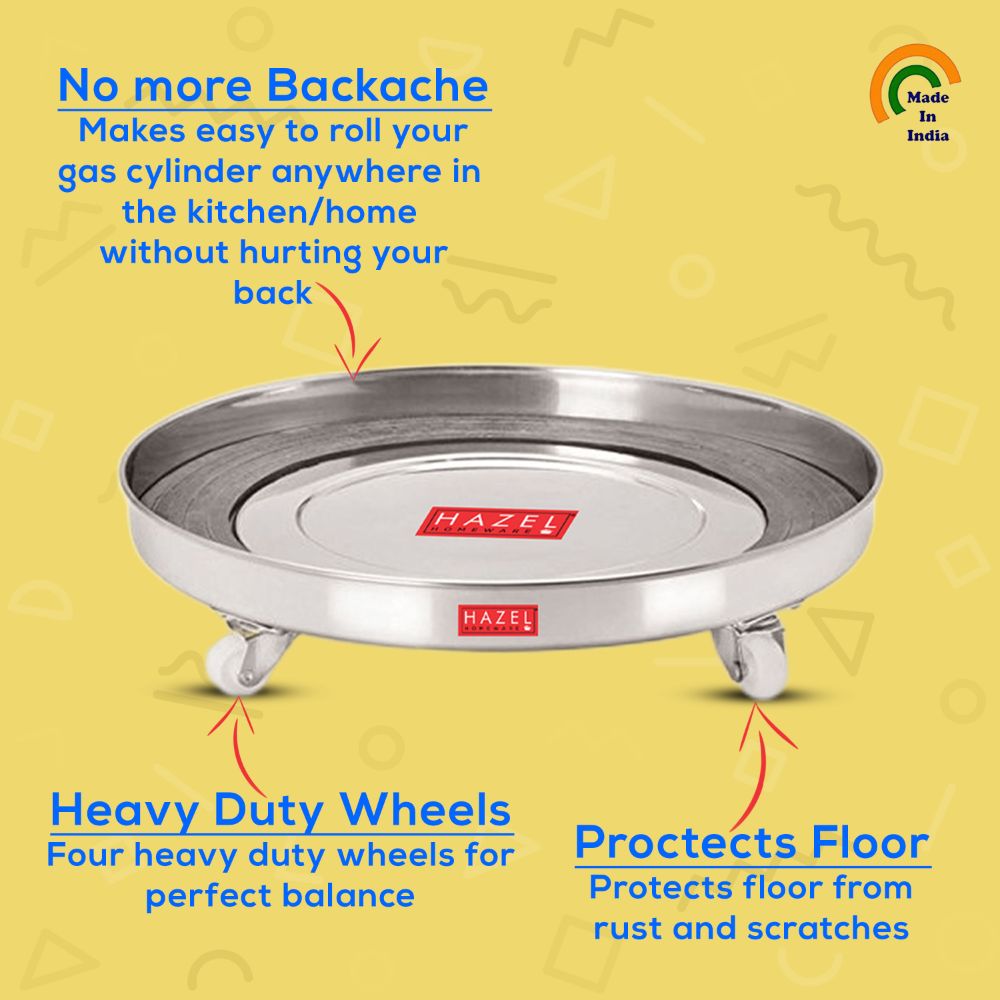 HAZEL Gas Cylinder Trolley With Rollers | Cylinder Stand for Kitchen