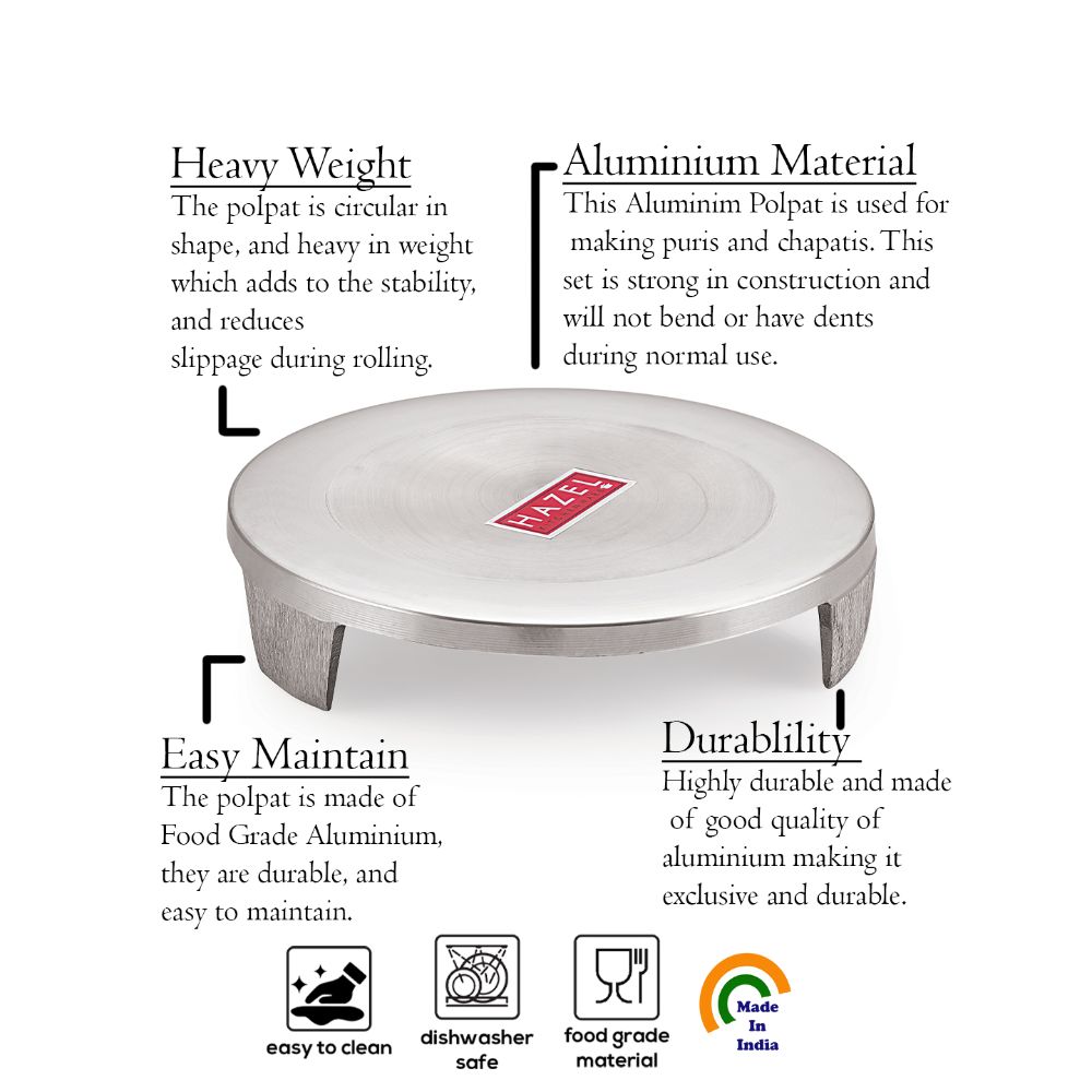 HAZEL Aluminium Polpat Chakla Polipat Roti Chapati Maker Rolling Board, 21 cm