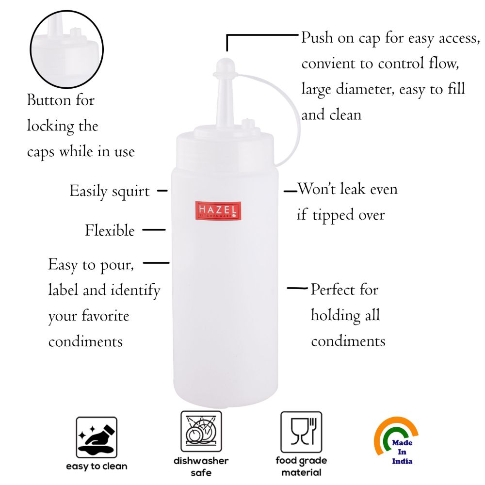 HAZEL Squeeze Bottle of Ketchup | Transparent Sauce Bottle | Tomato Sauce Bottle