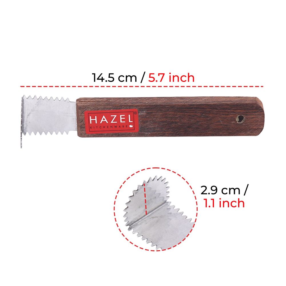 HAZEL Stainless Steel Coconut Scrapper with Wooden handle | Coconut Scrapping Tool