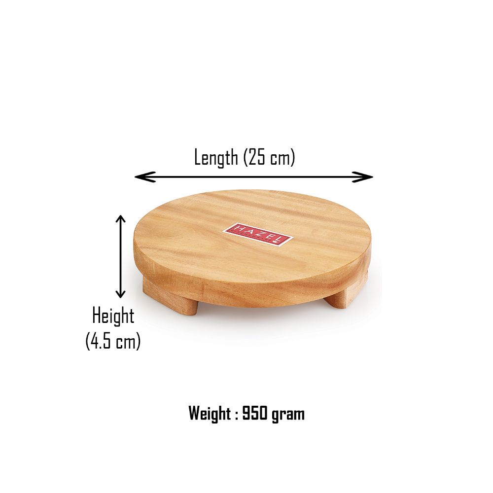 HAZEL Wooden Roti Polpat Chakla Chapati Maker Rolling Sagwan Board, 25 cm