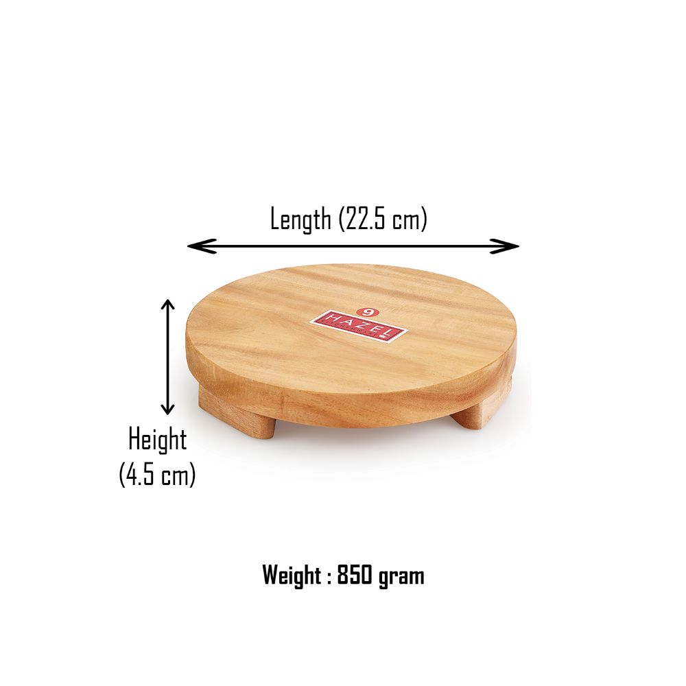 HAZEL Wooden Roti Polpat Chakla Chapati Maker Rolling Sagwan Board, 22.5 cm