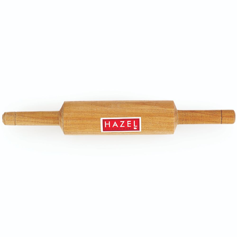 HAZEL Wooden Belan Rolling Pin Sagwan Roti Phulka Dough Roller for Home and Kitchen, 38 cm