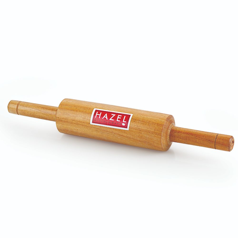 HAZEL Wooden Belan Rolling Pin Sagwan Roti Phulka Dough Roller for Home and Kitchen, 38 cm