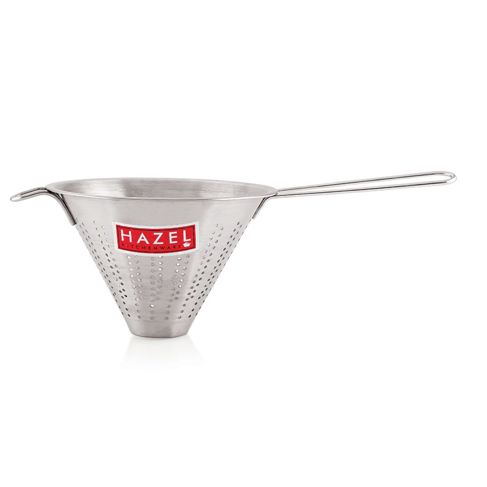 HAZEL Stainless Steel Rice Strainer | Colander Strainer Sieves With Handle Washing Rice, Fruits, Vegetables and Grains Washing Baskets Drainer, Diameter 16 cm