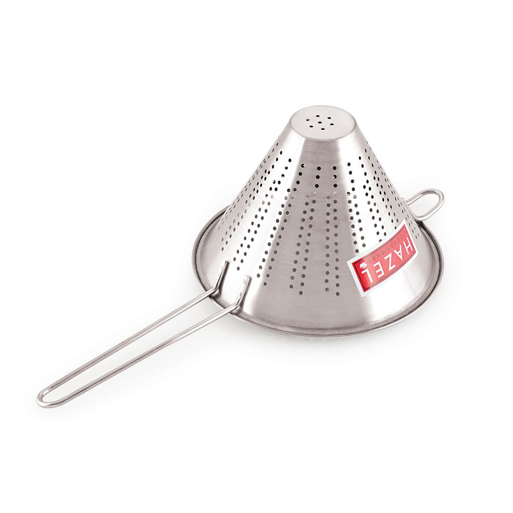 HAZEL Stainless Steel Rice Strainer | Colander Strainer Sieves With Handle Washing Rice, Fruits, Vegetables and Grains Washing Baskets Drainer, Diameter 18 cm