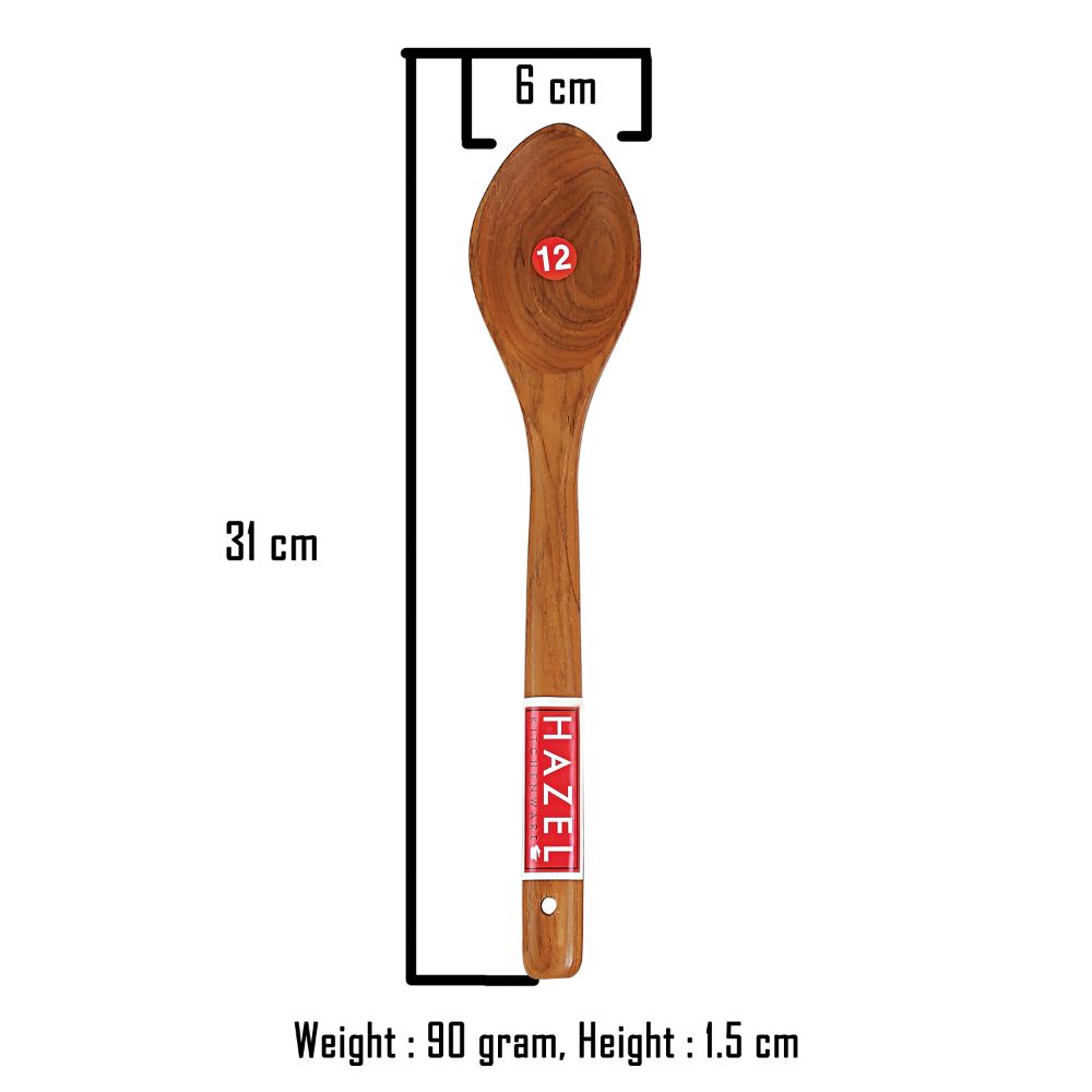 HAZEL Wooden Serving Pan Spatula Scoup Non Stick One Piece Cooking Spoon Kitchen Tools Utensil, Small Size