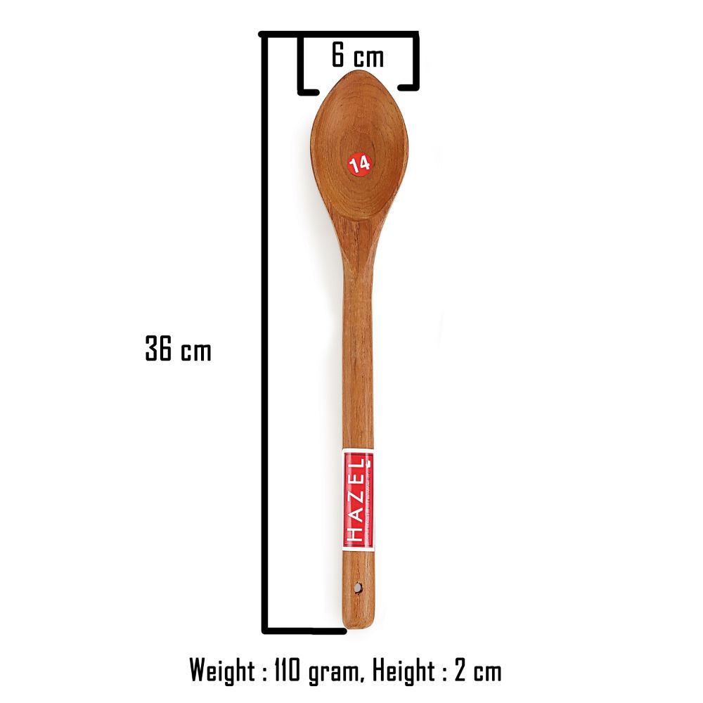 HAZEL Wooden Serving Pan Spatula Scoup Non Stick One Piece Cooking Spoon Kitchen Tools Utensil, Large Size