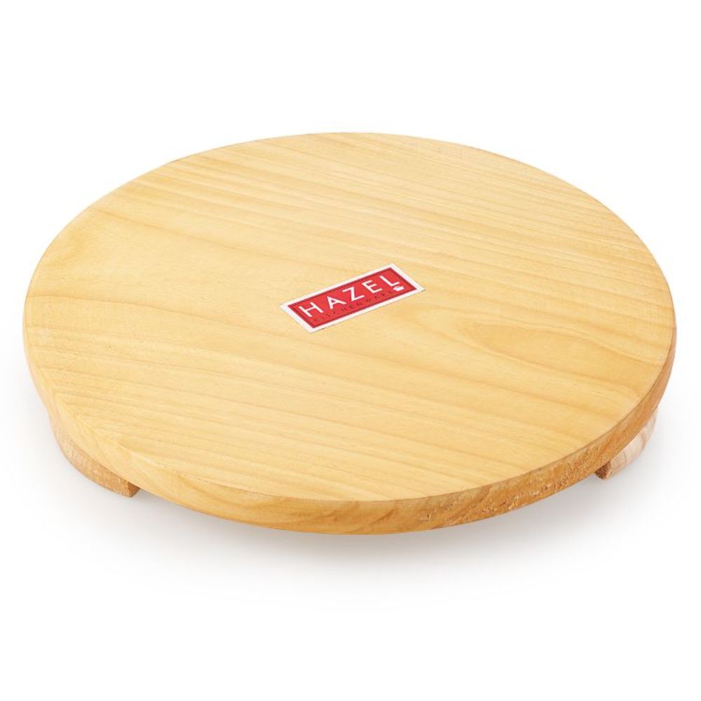 HAZEL Wooden Chakla Belan Combo | Wooden Polpat Roti Roller Combo Large, 24 Cm, Brown, 2 Pc
