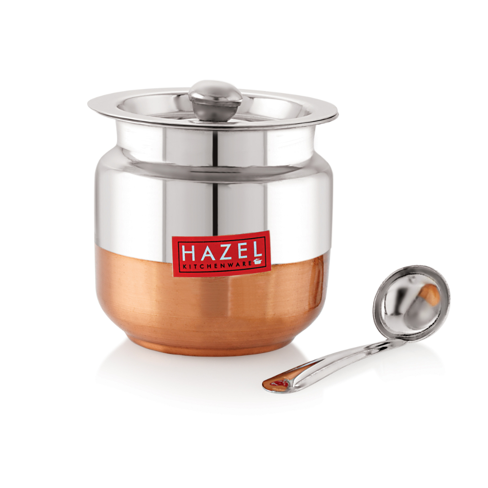 HAZEL Ghee Pot Copper bottom Premium - Large - Anarkali S3